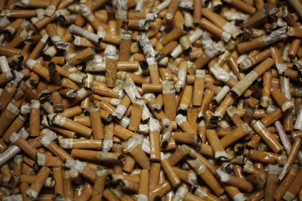 Cigarette-Butts-Collage-on-Canvas